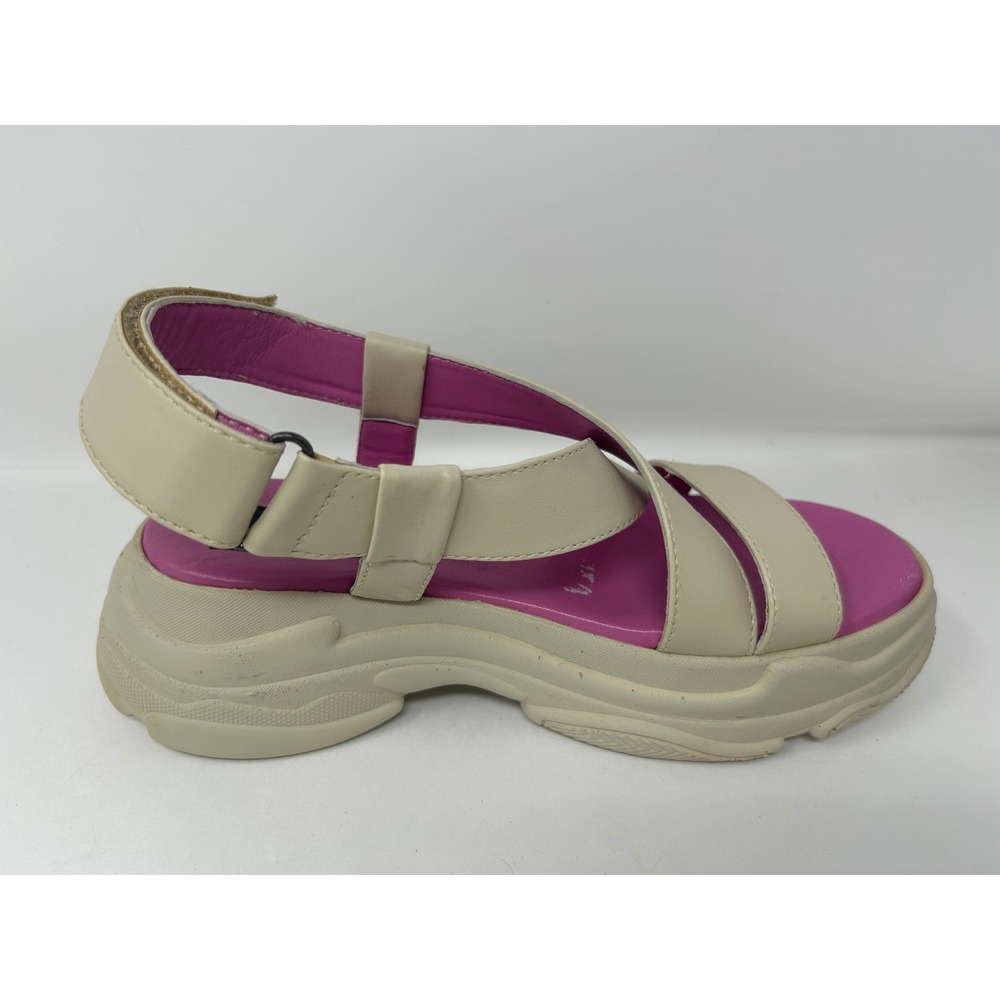 Seychelles Women Cream Pink Platform Sandals Chunky Strappy Sporty Hook Loop 10 - Picture 3 of 10